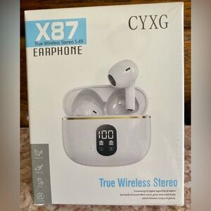 X87 True Wireless Stereo Earbuds - White; Sealed in box; NEW.